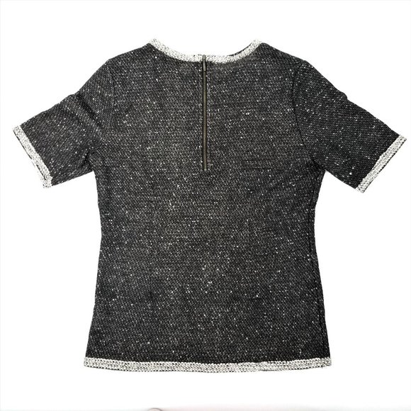 Cabi Sweater Top Short Sleeve Knit Dark Gray Black - Picture 2 of 9